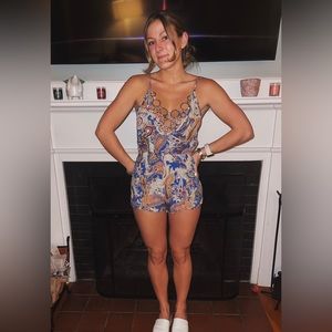 LF Blue Patterned Romper